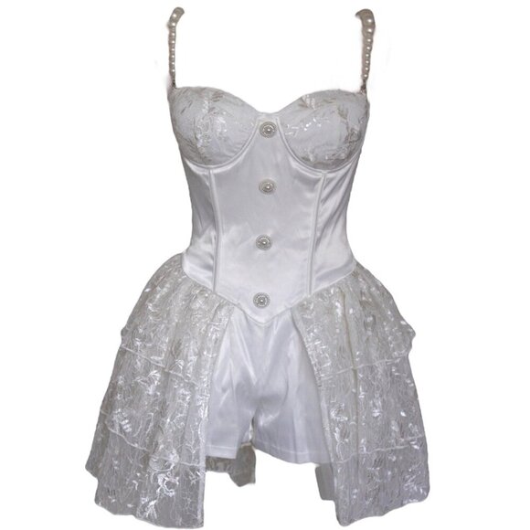 Bridal Romper Lace and Pearls - Picture 1 of 6